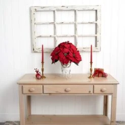 21in. H Red Poinsettia With Metal Planter Silk Flower Arrangement -Holiday Glow Store nearly natural artificial christmas plants 1267 1f 1000