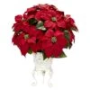 21in. H Red Poinsettia With Metal Planter Silk Flower Arrangement -Holiday Glow Store nearly natural artificial christmas plants 1267 64 1000