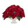 Indoor Poinsettia Artificial Arrangement In Urn -Holiday Glow Store nearly natural artificial christmas plants 1572 64 1000