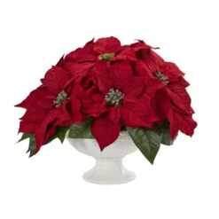 Indoor Poinsettia Artificial Arrangement In Urn