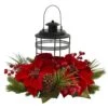 Poinsettia Berry Pine Artificial Arrangement Candelabrum -Holiday Glow Store nearly natural artificial christmas plants 4267 64 1000