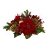 Poinsettia, Berry And Golden Pine Cone Candelabrum Artificial Arrangement -Holiday Glow Store nearly natural artificial christmas plants 4270 64 1000