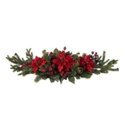 36 In. Artificial Poinsettia Centerpiece Berry 13 36 In. Artificial Poinsettia Centerpiece Berry -Holiday Glow Store nearly natural artificial christmas plants 4917 66 1000