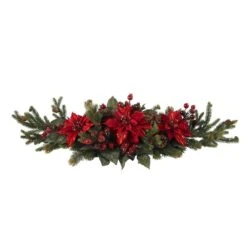 36 In. Artificial Poinsettia Centerpiece Berry 14 36 In. Artificial Poinsettia Centerpiece Berry -Holiday Glow Store nearly natural artificial christmas plants 4917 c3 1000