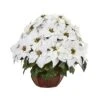 22in. Poinsettia Artificial Arrangement In Decorative Planter -Holiday Glow Store nearly natural artificial christmas plants a1044 64 1000