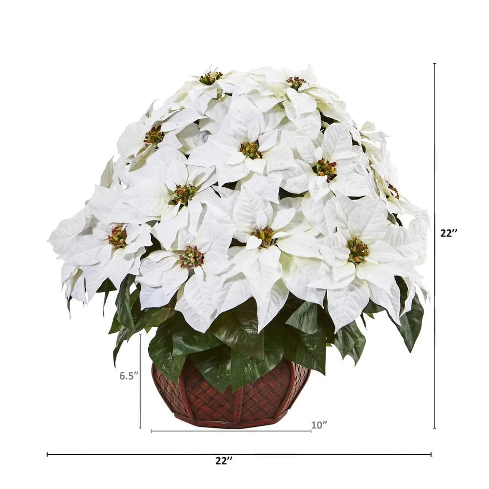 22in. Poinsettia Artificial Arrangement In Decorative Planter 4 22in. Poinsettia Artificial Arrangement In Decorative Planter - Image 2