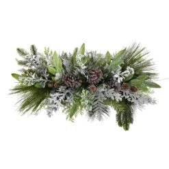 26 In. Unlit Holiday Flocked Winter Christmas Artificial Arrangement Cutting Board Wall Decor Or Table Arrangement -Holiday Glow Store nearly natural artificial christmas plants a1844 4f 1000