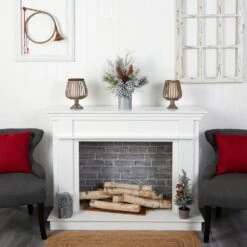 20 In. Unlit Holiday Winter Greenery With Pinecones And Gingham Plaid Bow Table Artificial Christmas Arrangement -Holiday Glow Store nearly natural artificial christmas plants a1853 31 1000