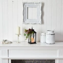 12 In. Unlit Holiday Berries And Greenery Metal Lantern Artificial Table Christmas Arrangement With LED Candle Included -Holiday Glow Store nearly natural artificial christmas plants a1858 31 1000