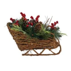 18 In. Unlit Christmas Sleigh With Pine, Pinecones And Berries Artificial Christmas Arrangement 9 18 In. Unlit Christmas Sleigh With Pine, Pinecones And Berries Artificial Christmas Arrangement -Holiday Glow Store nearly natural artificial christmas plants a1860 4f 1000