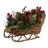 18 In. Unlit Christmas Sleigh With Pine, Pinecones And Berries Artificial Christmas Arrangement -Holiday Glow Store nearly natural artificial christmas plants a1860 64 1000