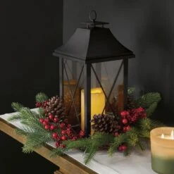 16 In. Unlit Holiday Christmas Berries, Pinecones And Greenery With Lantern And LED Candle Artificial Table Arrangement 10 16 In. Unlit Holiday Christmas Berries, Pinecones And Greenery With Lantern And LED Candle Artificial Table Arrangement -Holiday Glow Store nearly natural artificial christmas plants a1863 40 1000