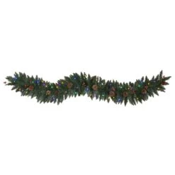 6 Ft. Pre-Lit Snow Dusted Artificial Christmas Garland With 50 Multi-Colored LED Lights, Berries And Pinecones