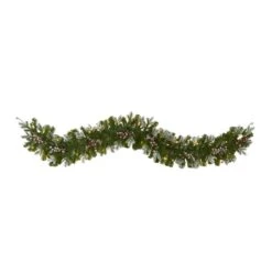 6 Ft. Pre-Lit Snow Tipped Artificial Christmas Garland With 50 Warm White LED Lights And Berries
