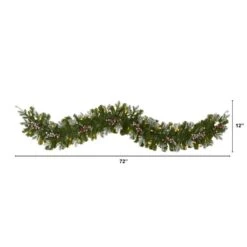 6 Ft. Pre-Lit Snow Tipped Artificial Christmas Garland With 50 Warm White LED Lights And Berries -Holiday Glow Store nearly natural christmas garland 4464 c3 1000
