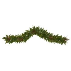 6 Ft. Pre-Lit Christmas Pine Artificial Garland With 50 Warm White LED Lights And Berries