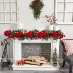 6 Ft. Holiday Artificial Hydrangea Garland -Holiday Glow Store nearly natural christmas garland 4663 31 1000