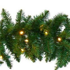 9 Ft. Battery Operated Pre-lit Artificial Christmas Pine Garland With 50 Warm White LED Lights -Holiday Glow Store nearly natural christmas garland w1100 1f 1000