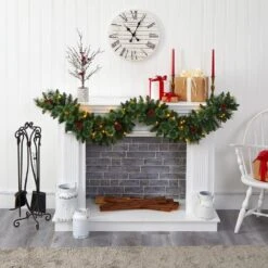 6 Ft. Battery Operated Pre-lit White Mountain Pine Artificial Garland With 35 White Warm LED Lights And Pinecones 15 6 Ft. Battery Operated Pre-lit White Mountain Pine Artificial Garland With 35 White Warm LED Lights And Pinecones -Holiday Glow Store nearly natural christmas garland w1101 31 1000