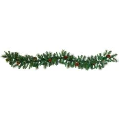 6 Ft. Battery Operated Pre-lit Mixed Pine And Pinecone Artificial Garland With 35 Clear LED Lights -Holiday Glow Store nearly natural christmas garland w1103 4f 1000