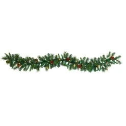6 Ft. Battery Operated Pre-lit Mixed Pine And Pinecone Artificial Garland With 35 Clear LED Lights
