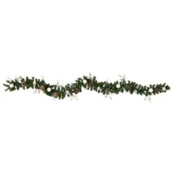 9 Ft. Battery Operated Pre-lit Ornament And Pinecone Artificial Christmas Garland With 50 Clear LED Lights 14 9 Ft. Battery Operated Pre-lit Ornament And Pinecone Artificial Christmas Garland With 50 Clear LED Lights -Holiday Glow Store nearly natural christmas garland w1106 4f 1000