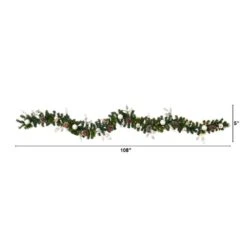 9 Ft. Battery Operated Pre-lit Ornament And Pinecone Artificial Christmas Garland With 50 Clear LED Lights 13 9 Ft. Battery Operated Pre-lit Ornament And Pinecone Artificial Christmas Garland With 50 Clear LED Lights -Holiday Glow Store nearly natural christmas garland w1106 c3 1000