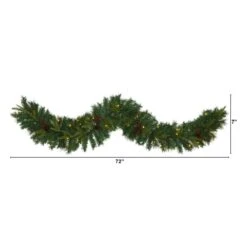 6 Ft. Battery Operated Pre-lit Mixed Pine Artificial Christmas Garland With 35 Clear LED Lights, Berries And Pinecones 12 6 Ft. Battery Operated Pre-lit Mixed Pine Artificial Christmas Garland With 35 Clear LED Lights, Berries And Pinecones -Holiday Glow Store nearly natural christmas garland w1108 c3 1000
