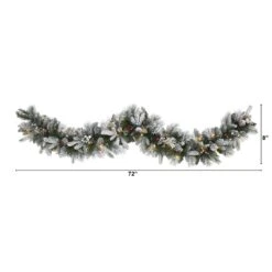 6 Ft. Battery Operated Pre-lit Flocked Mixed Pine Artificial Christmas Garland With 50 LED Lights, Pine Cones, Berries -Holiday Glow Store nearly natural christmas garland w1130 c3 1000