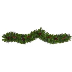 6 Ft. Pre-lit LED Colorado Fir Artificial Christmas Garland With 50 Multicolored LED Lights, Berries And Pinecones -Holiday Glow Store nearly natural christmas garland w1298 4f 1000