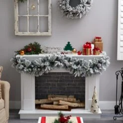 6 Ft. Pre-lit LED Flocked Artificial Christmas Garland With Pine Cones And 35 Warm White LED Lights -Holiday Glow Store nearly natural christmas garland w1309 1f 1000