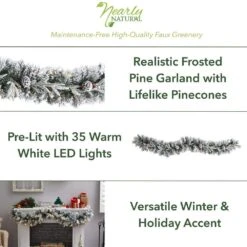 6 Ft. Pre-lit LED Flocked Artificial Christmas Garland With Pine Cones And 35 Warm White LED Lights -Holiday Glow Store nearly natural christmas garland w1309 40 1000