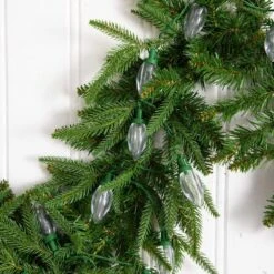 6 Ft. Pre-Lit Artificial Luxembourg Pine Christmas Garland With 35-Multicolored Traditional Bulb LED Lights -Holiday Glow Store nearly natural christmas garland w1384 1f 1000