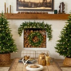 6 Ft. Pre-Lit Artificial Luxembourg Pine Christmas Garland With 35-Multicolored Traditional Bulb LED Lights -Holiday Glow Store nearly natural christmas garland w1384 31 1000