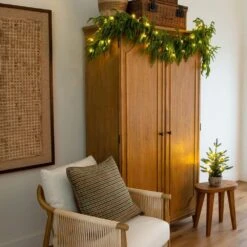 6 Ft. Pre-Lit Artificial Real Touch Norfolk Island Pine Garland With 35-Warm White LED Lights And Natural Look -Holiday Glow Store nearly natural christmas garland w1393 fa 1000