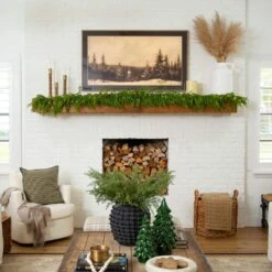 9 Ft. Pre-Lit Artificial Real Touch Norfolk Island Pine Garland With 50-Warm White LED Lights And Natural Look -Holiday Glow Store nearly natural christmas garland w1394 31 1000