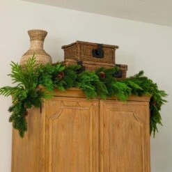 6 Ft. Artificial Mixed Pine And Norfolk Garland With Pinecones -Holiday Glow Store nearly natural christmas garland w1399 31 1000