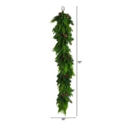 6 Ft. Artificial Mixed Pine And Norfolk Garland With Pinecones -Holiday Glow Store nearly natural christmas garland w1399 c3 1000