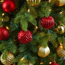 Holiday 2 In. Red Shatterproof Christmas Tree Ornament Set With Re-Useable Tube (101-Count) -Holiday Glow Store nearly natural christmas ornament sets d1002 rd 1f 1000