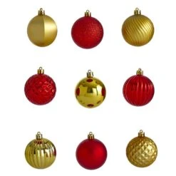 Holiday 2 In. Red Shatterproof Christmas Tree Ornament Set With Re-Useable Tube (101-Count) -Holiday Glow Store nearly natural christmas ornament sets d1002 rd 4f 1000