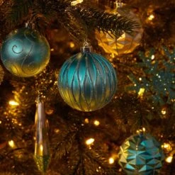 Holiday 3 In. To 6 In. Blue Shatterproof Christmas Tree Ornament Box Set With Reusable Tray (52-Count) -Holiday Glow Store nearly natural christmas ornament sets d1003 bl 1f 1000