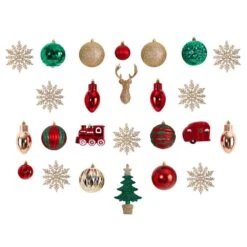 Holiday Deluxe 3.5 In. Multicolor Shatterproof Assorted Ornaments (25-Pack)