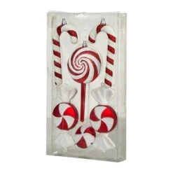 7 In. Shatterproof Assorted Candy Cane Holiday Christmas Deluxe Ornament (6-Pack) -Holiday Glow Store nearly natural christmas ornament sets d1050 1f 1000