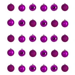 2.5 In. Shatterproff Holiday Christmas Ornament Set With Re-Useable Storage Container (30-Pack)