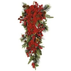 30 In. Tear Drop Artificial Poinsettia