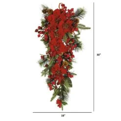 30 In. Tear Drop Artificial Poinsettia -Holiday Glow Store nearly natural christmas swag 4656 c3 1000