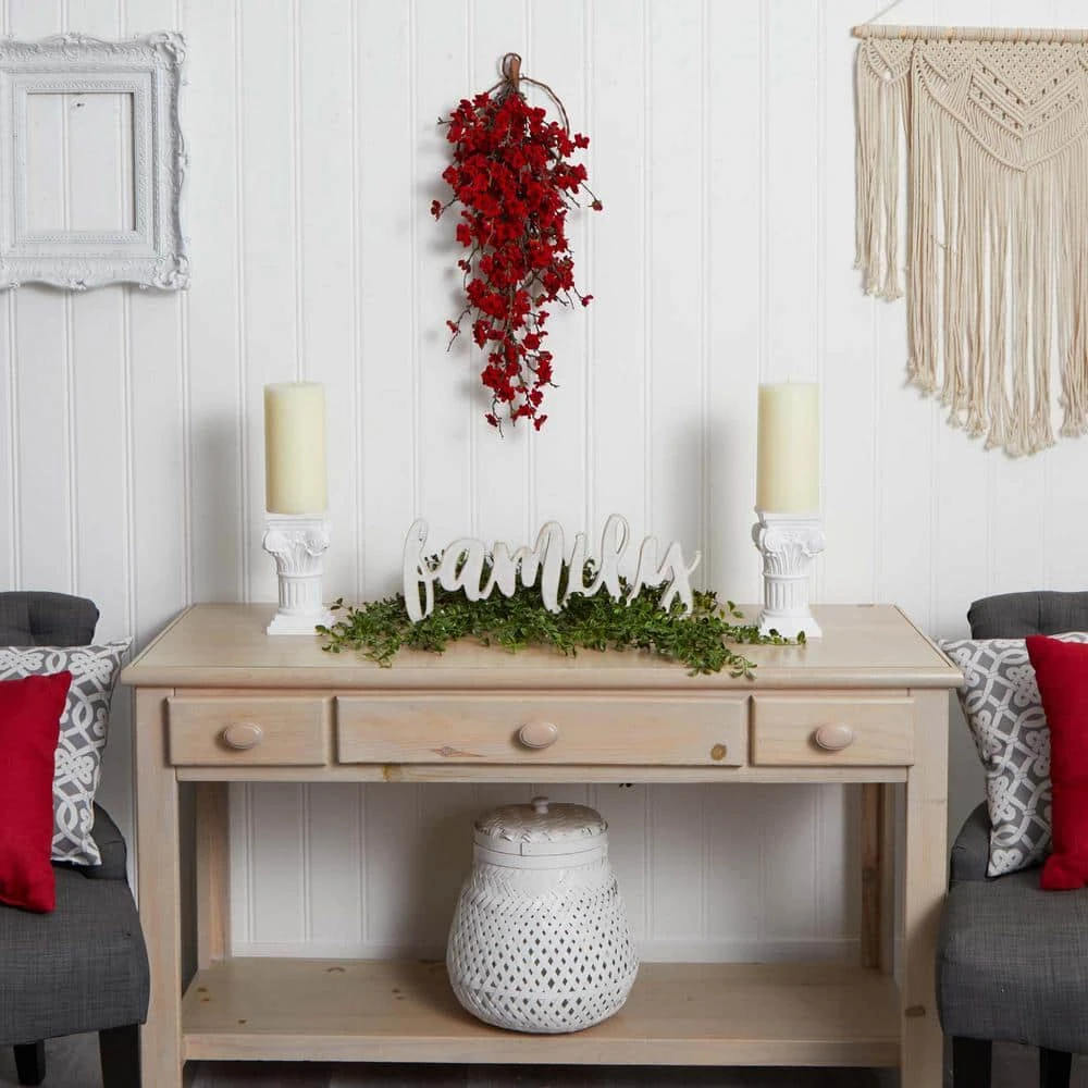 28in. Plum Blossom Teardrop Artificial Christmas Swag 7 28in. Plum Blossom Teardrop Artificial Christmas Swag - Image 5