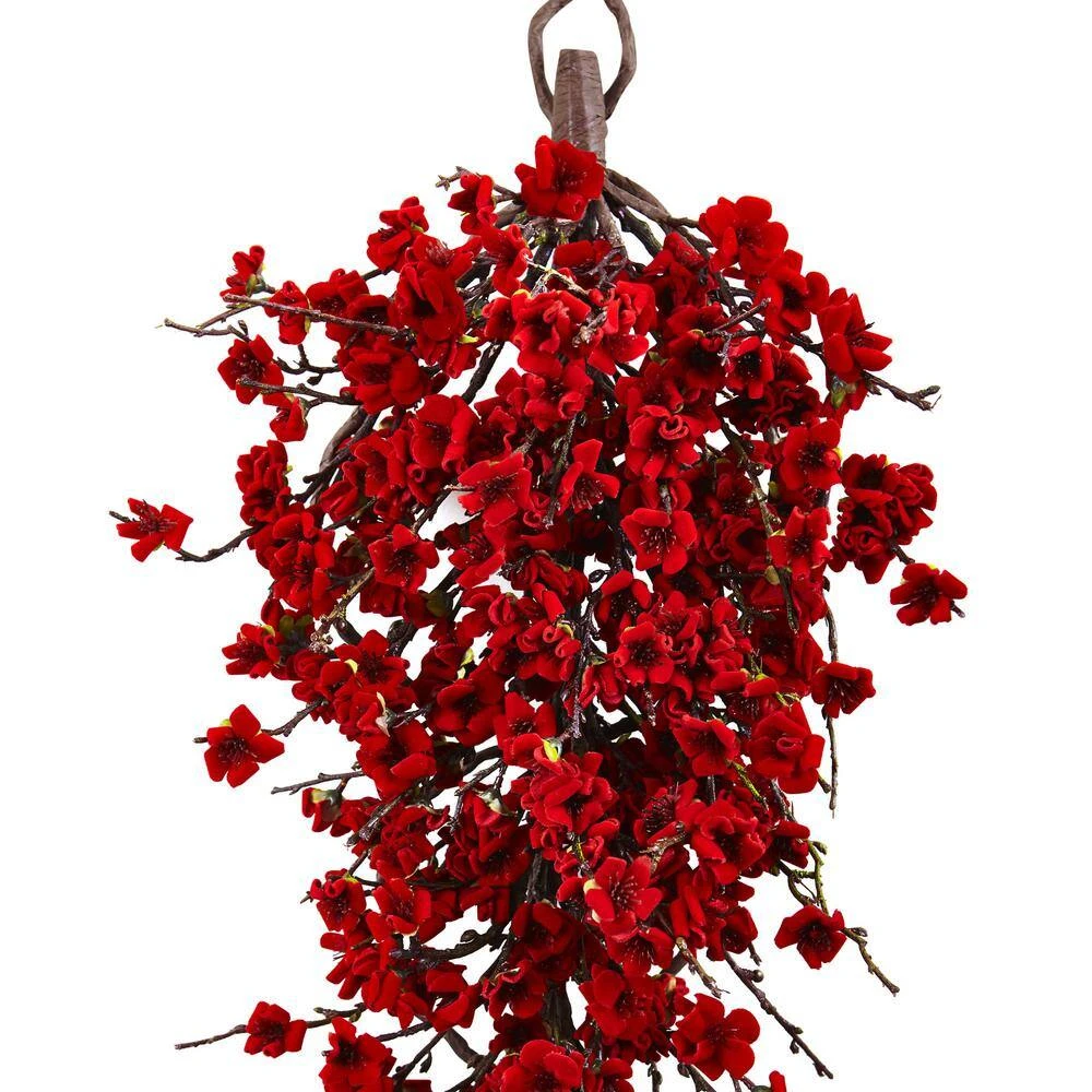 28in. Plum Blossom Teardrop Artificial Christmas Swag 4 28in. Plum Blossom Teardrop Artificial Christmas Swag - Image 2