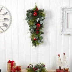 26 In. Unlit Artificial Holiday Christmas Greenery Ornament Artificial Swag -Holiday Glow Store nearly natural christmas swag w1265 4f 1000