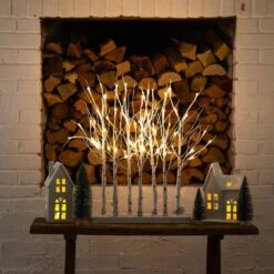 2 Ft. Pre-Lit Artificial White Birch Centerpiece With 84-LED Lights -Holiday Glow Store nearly natural christmas tabletop trees t5353 31 1000